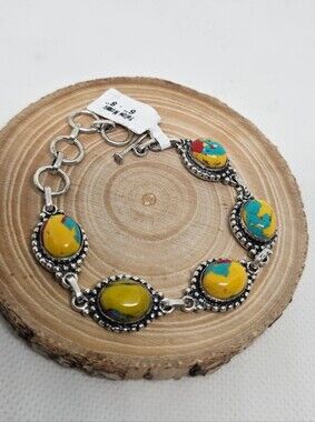 Native American Mosaic Jasper Bracelet With Toggle New